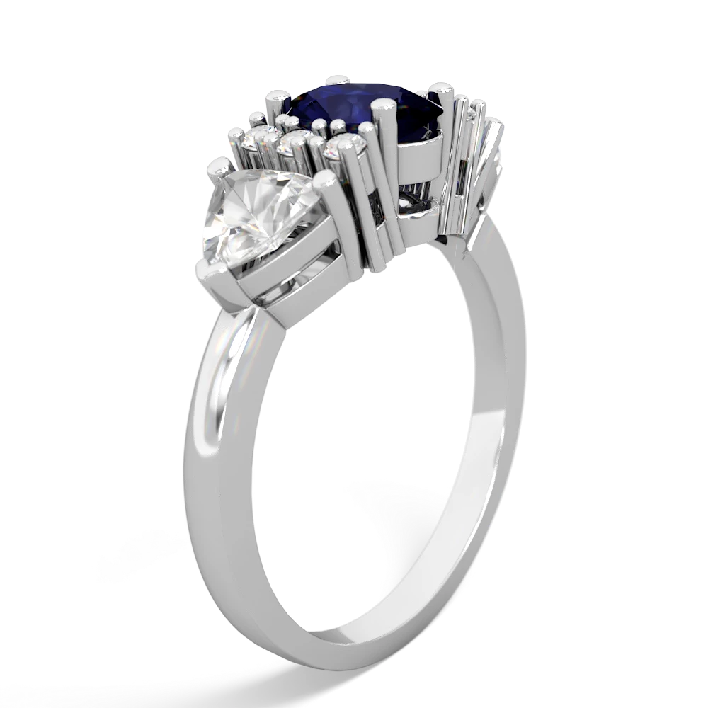 Sapphire Antique Style Three Stone 14K White Gold ring R2186