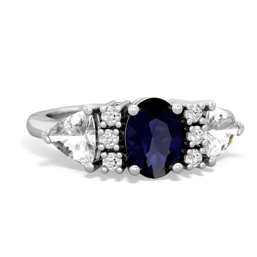 Sapphire Antique Style Three Stone 14K White Gold ring R2186