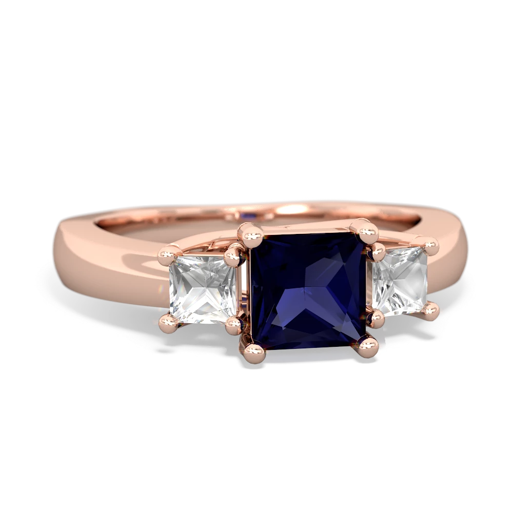 Sapphire Three Stone Trellis 14K Rose Gold ring R4015