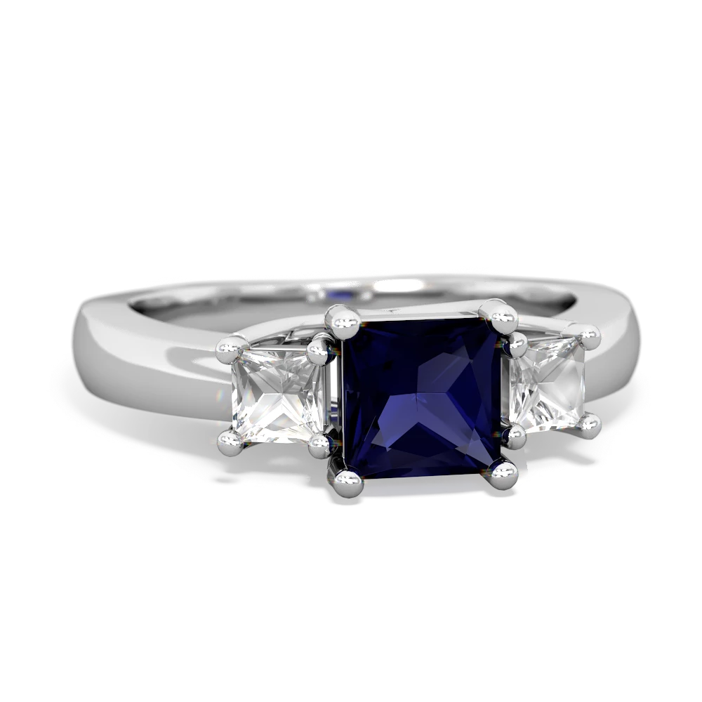 Sapphire Three Stone Trellis 14K White Gold ring R4015