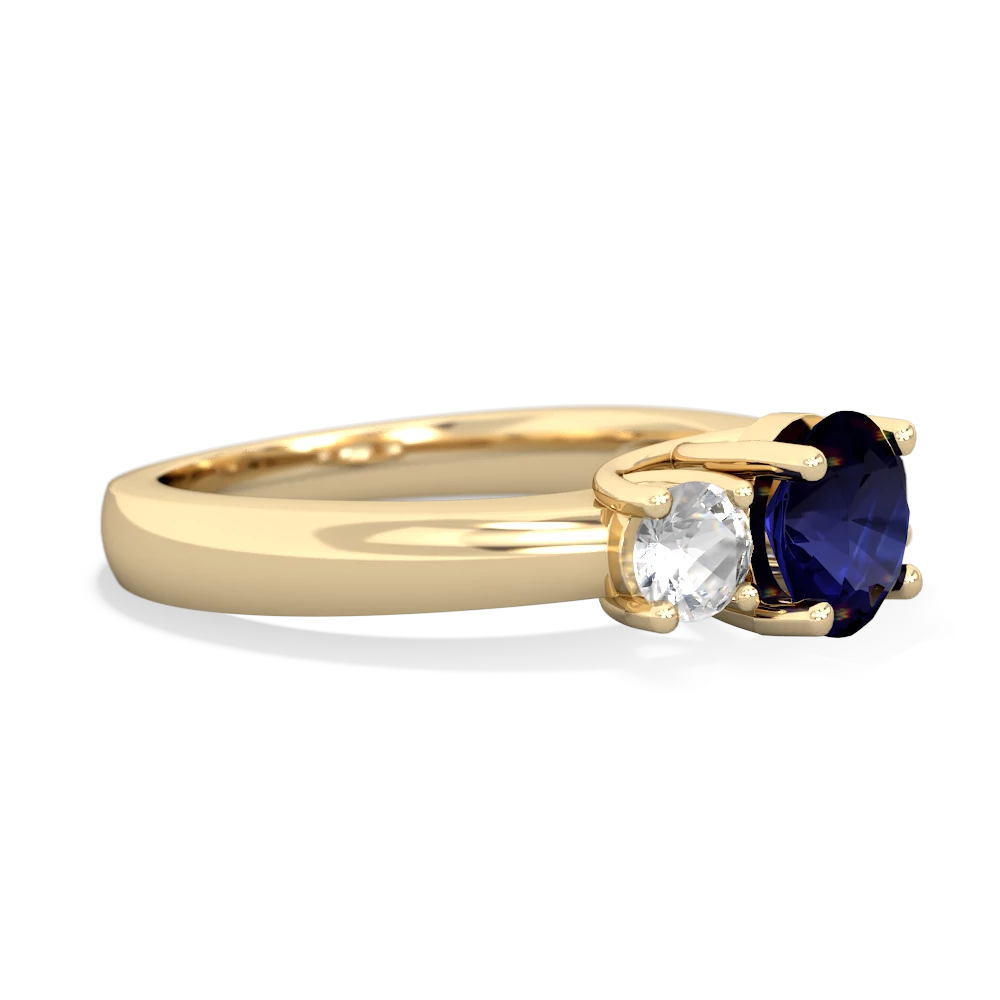 Sapphire Three Stone Round Trellis 14K Yellow Gold ring R4018