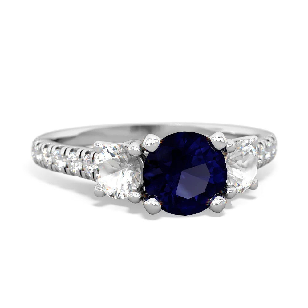 Sapphire Pave Trellis 14K White Gold ring R5500