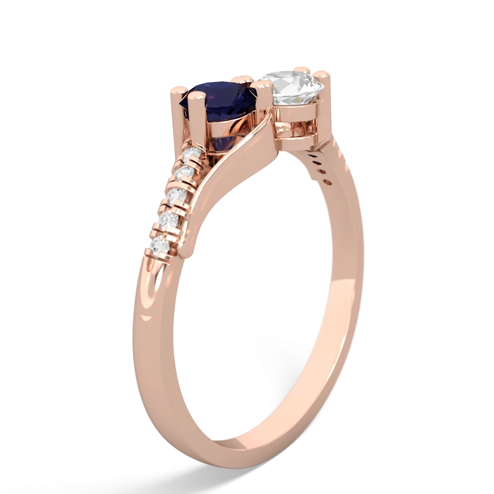 Sapphire Infinity Pave Two Stone 14K Rose Gold ring R5285