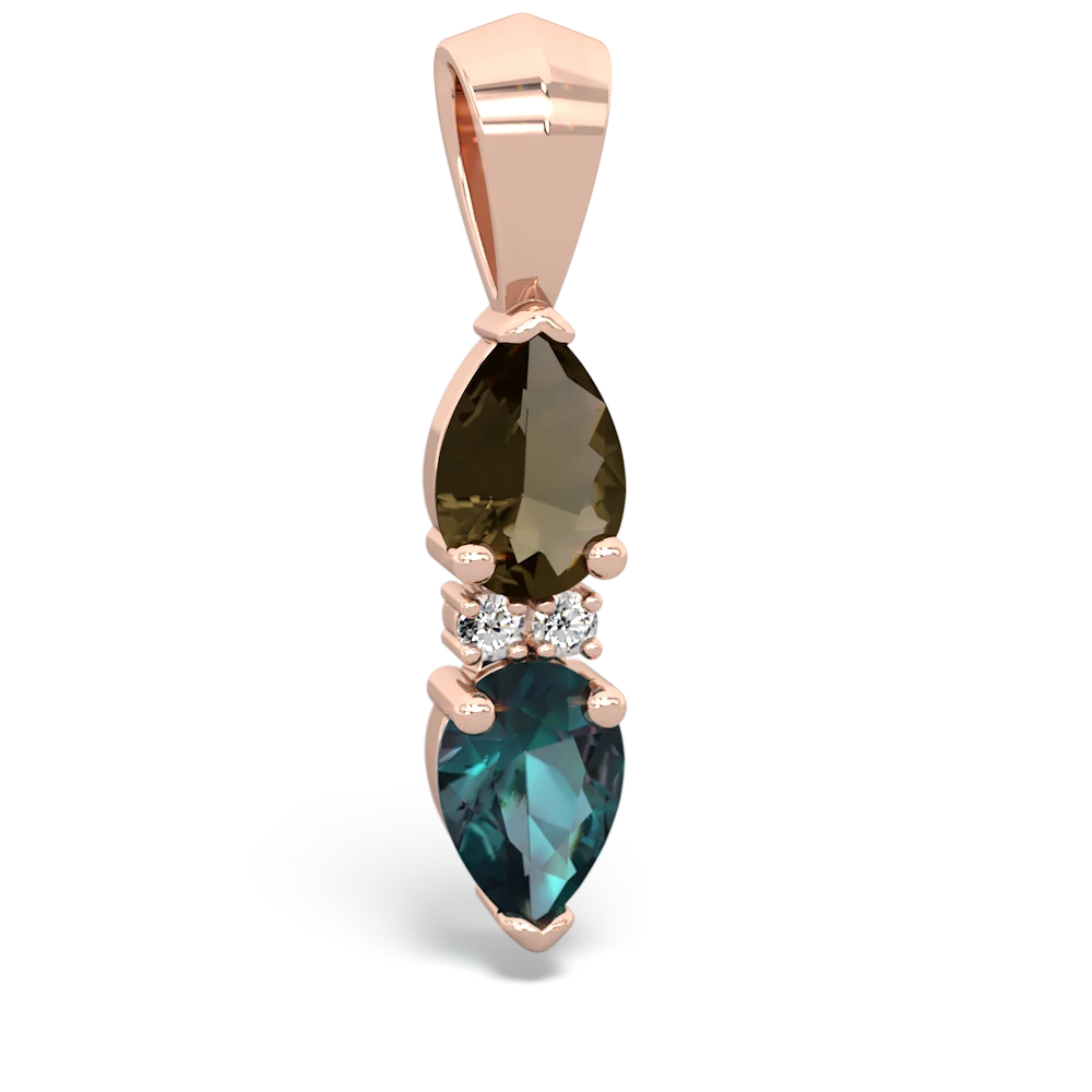 Smoky Quartz Bowtie Drop 14K Rose Gold pendant P0865