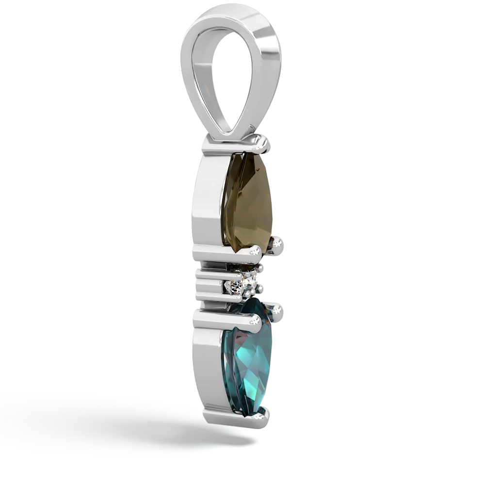 Smoky Quartz Bowtie Drop 14K White Gold pendant P0865