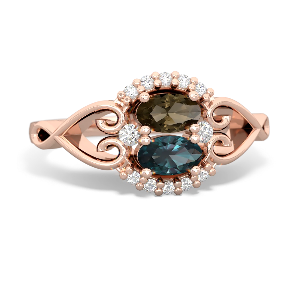 Smoky Quartz Love Nest 14K Rose Gold ring R5860