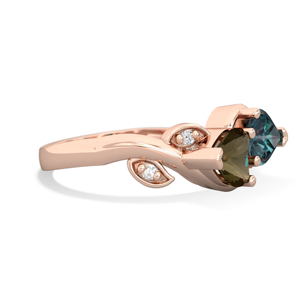 Smoky Quartz Floral Elegance 14K Rose Gold ring R5790