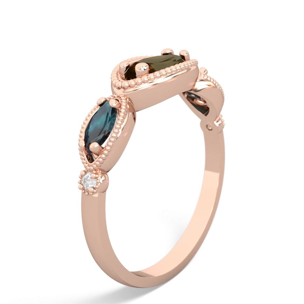 Smoky Quartz Milgrain Marquise 14K Rose Gold ring R5700