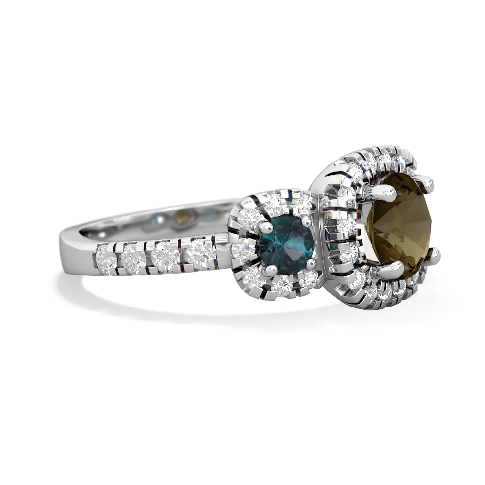 Smoky Quartz Regal Halo 14K White Gold ring R5350