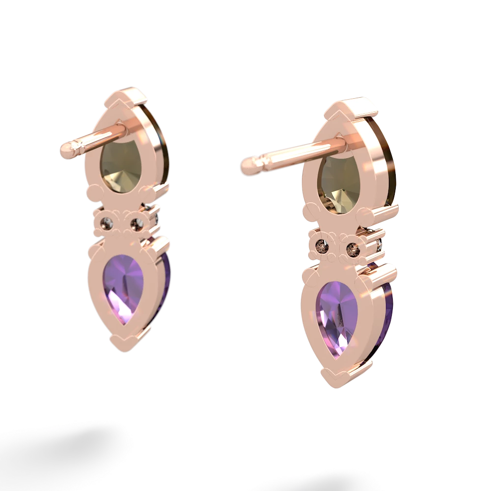 Smoky Quartz Bowtie Drop 14K Rose Gold earrings E0865