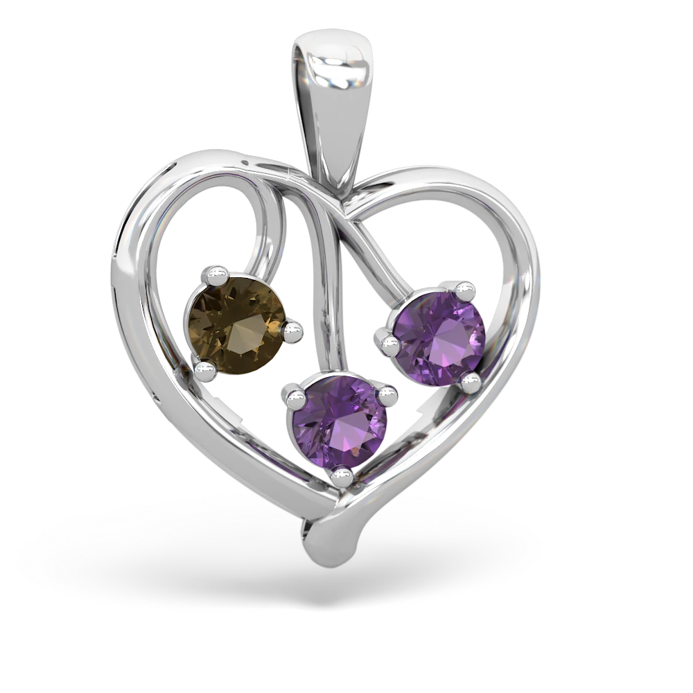 Smoky Quartz Glowing Heart 14K White Gold pendant P2233