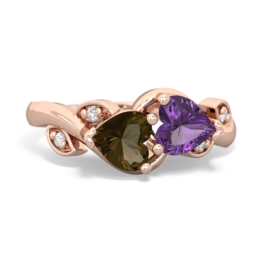 Smoky Quartz Floral Elegance 14K Rose Gold ring R5790