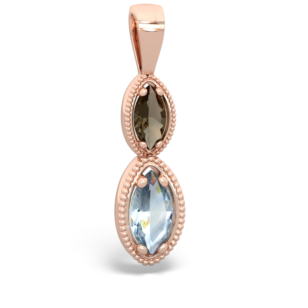 Smoky Quartz Antique-Style Halo 14K Rose Gold pendant P5700