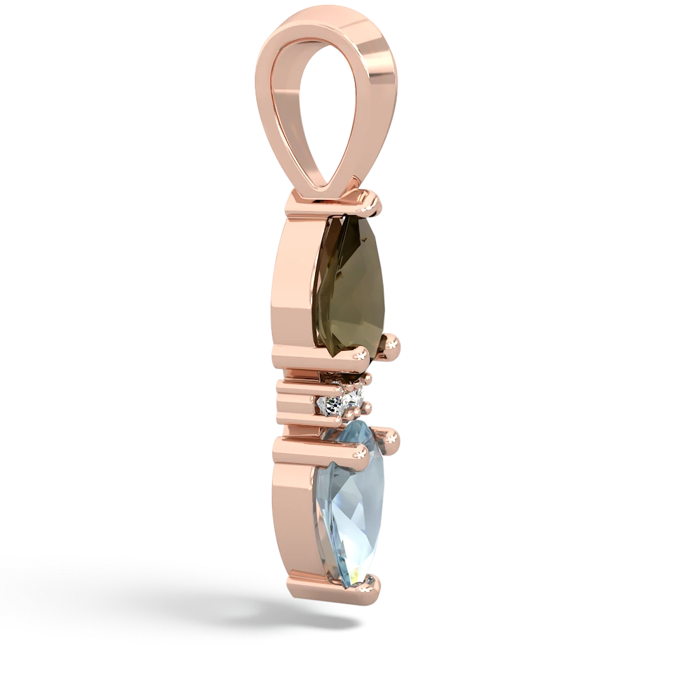 Smoky Quartz Bowtie Drop 14K Rose Gold pendant P0865