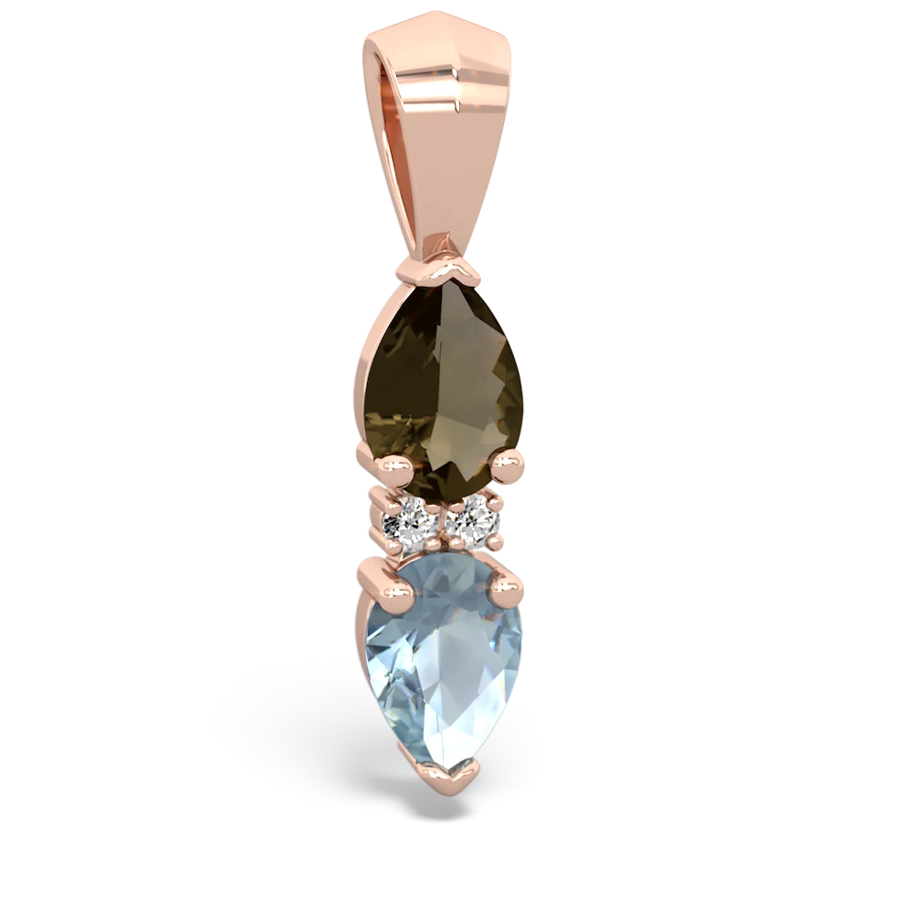 Smoky Quartz Bowtie Drop 14K Rose Gold pendant P0865