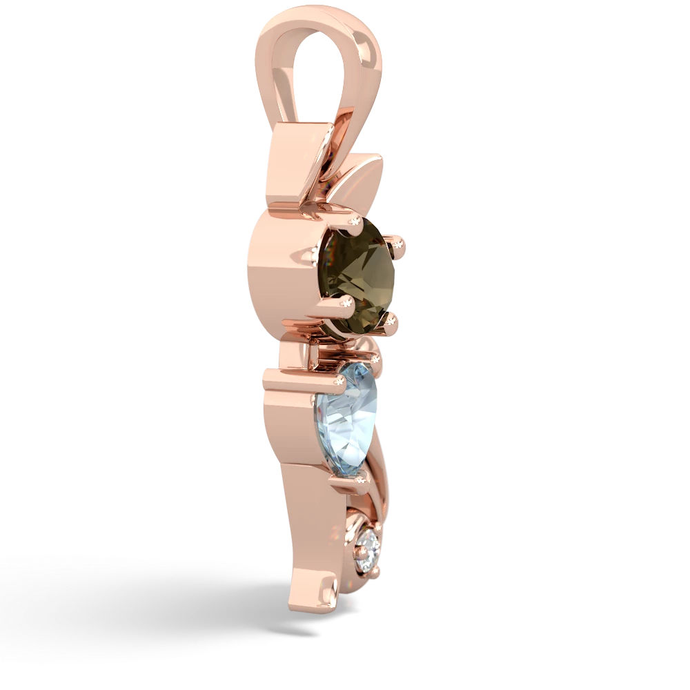 Smoky Quartz Kitten 14K Rose Gold pendant P5780