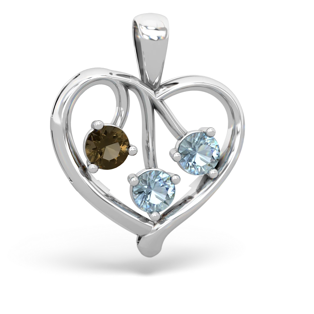 Smoky Quartz Glowing Heart 14K White Gold pendant P2233