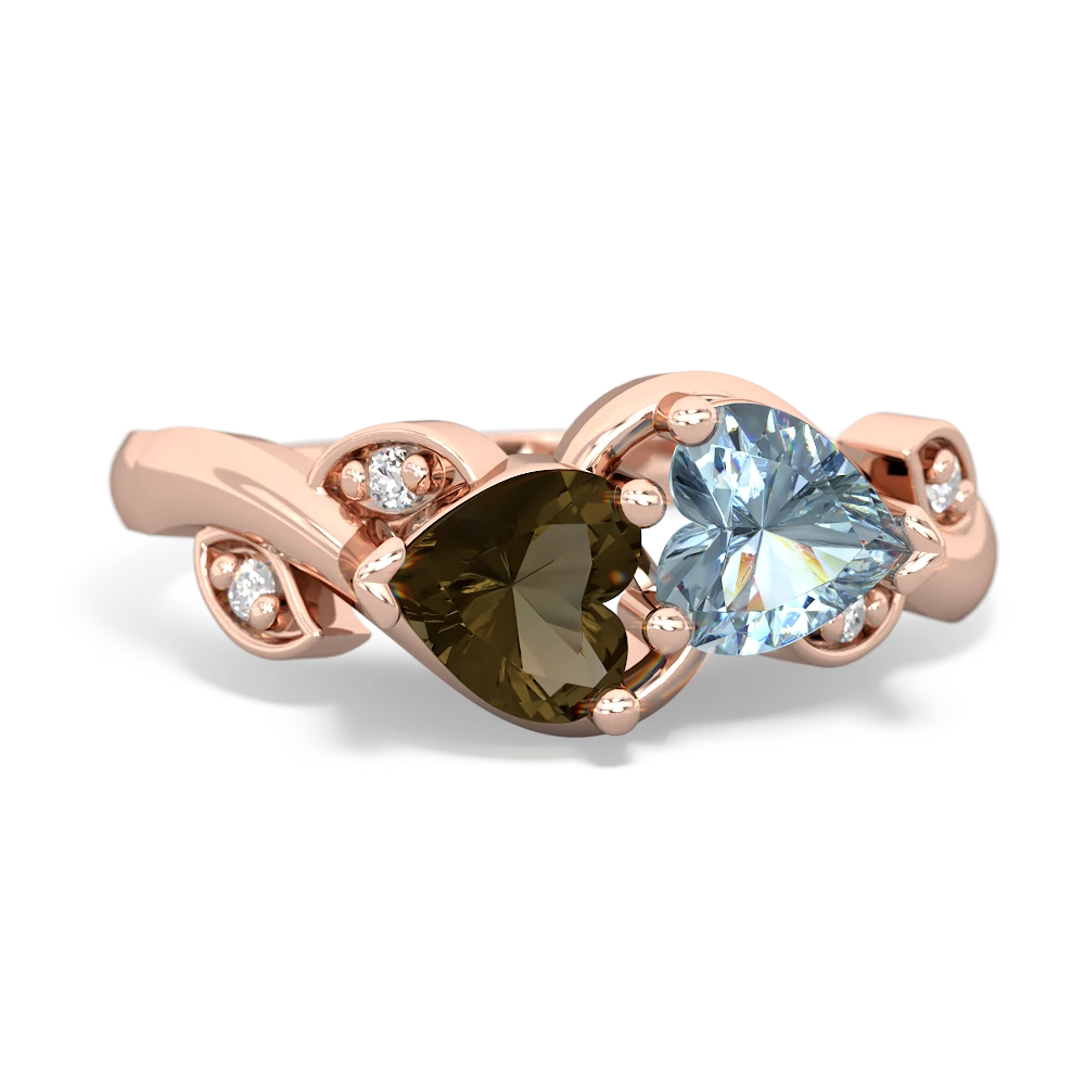 Smoky Quartz Floral Elegance 14K Rose Gold ring R5790