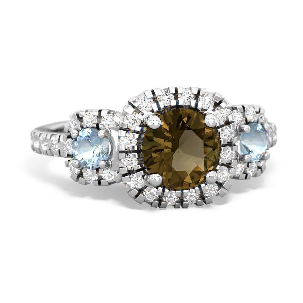 Smoky Quartz Regal Halo 14K White Gold ring R5350