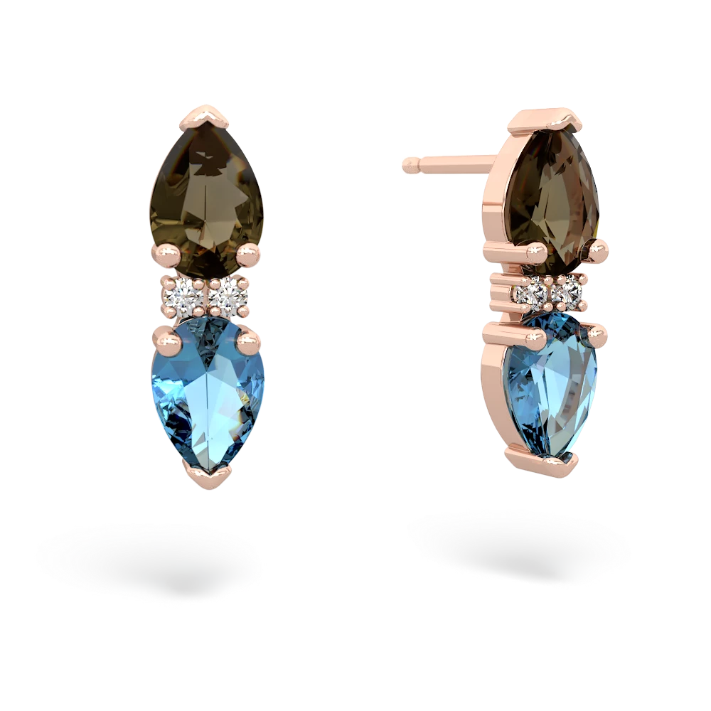 Smoky Quartz Bowtie Drop 14K Rose Gold earrings E0865