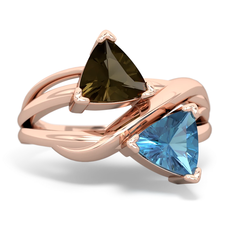 Smoky Quartz Split Band Swirl 14K Rose Gold ring R2341