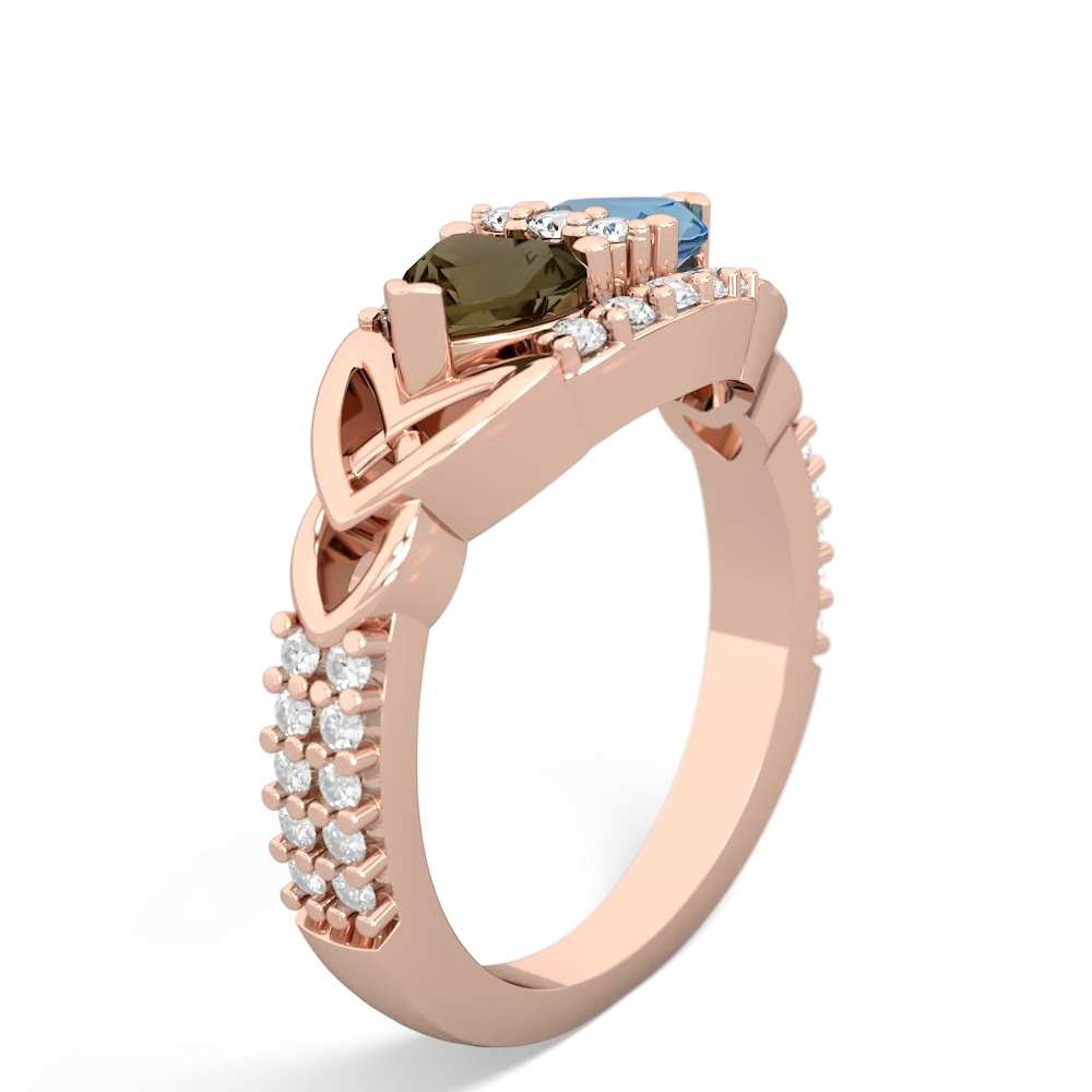 Smoky Quartz Sparkling Celtic Knot 14K Rose Gold ring R2645