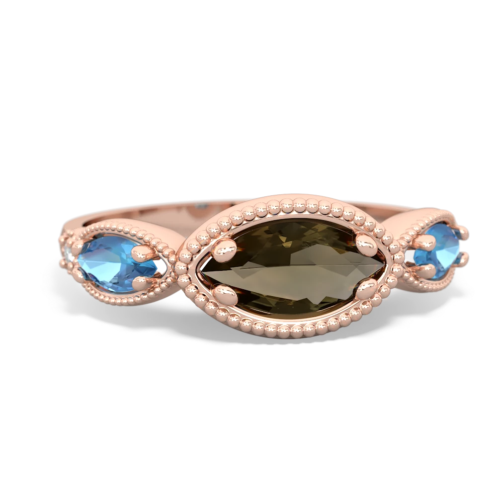 Smoky Quartz Milgrain Marquise 14K Rose Gold ring R5700