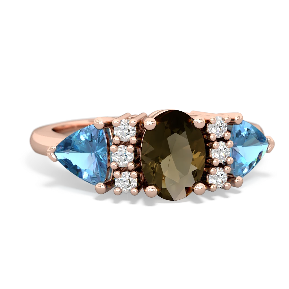 Smoky Quartz Antique Style Three Stone 14K Rose Gold ring R2186