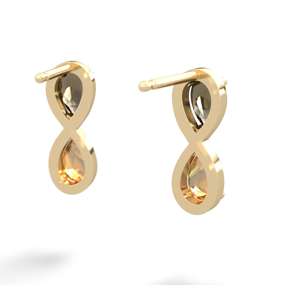 Smoky Quartz Infinity 14K Yellow Gold earrings E5050