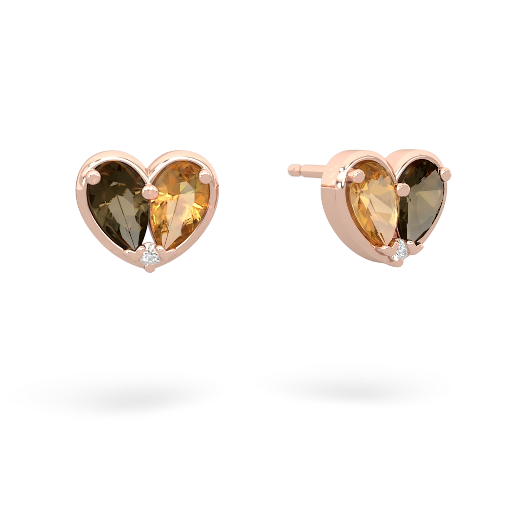 Smoky Quartz 'Our Heart' 14K Rose Gold earrings E5072