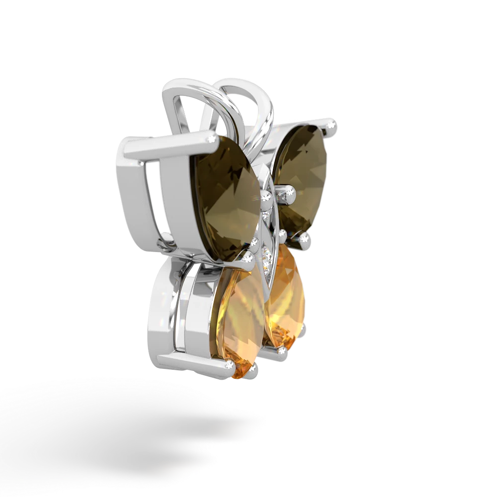 Smoky Quartz Butterfly 14K White Gold pendant P2215