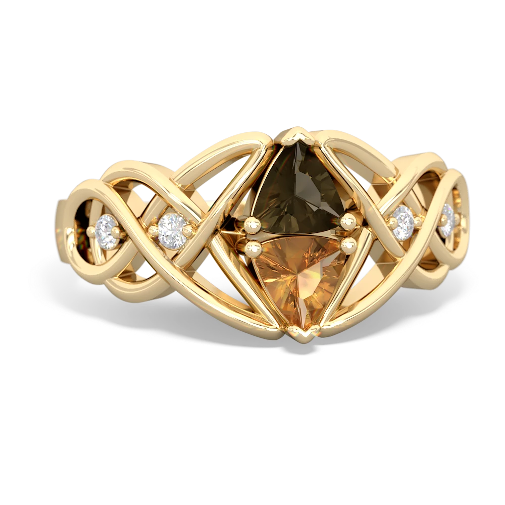 Smoky Quartz Keepsake Celtic Knot 14K Yellow Gold ring R5300