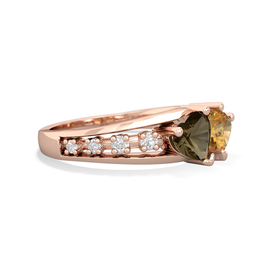 Smoky Quartz Heart To Heart 14K Rose Gold ring R3342