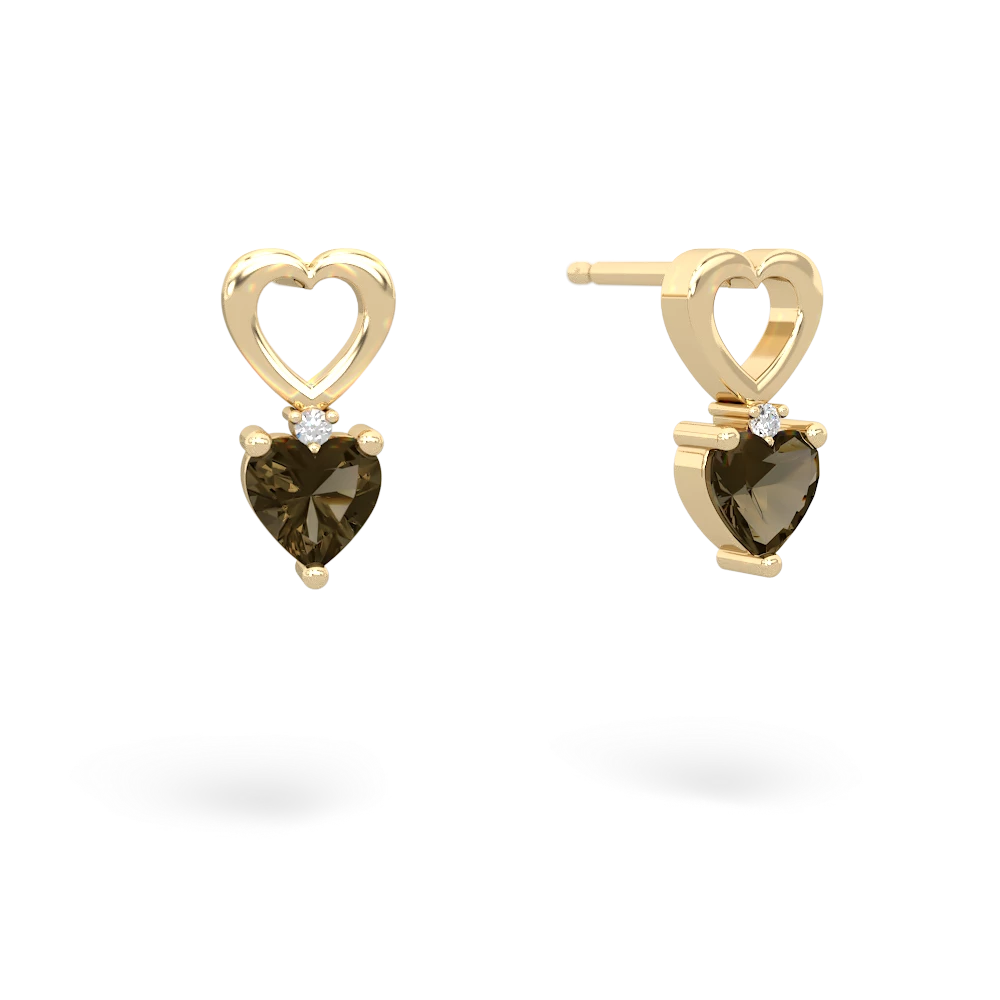 Smoky Quartz Four Hearts 14K Yellow Gold earrings E2558