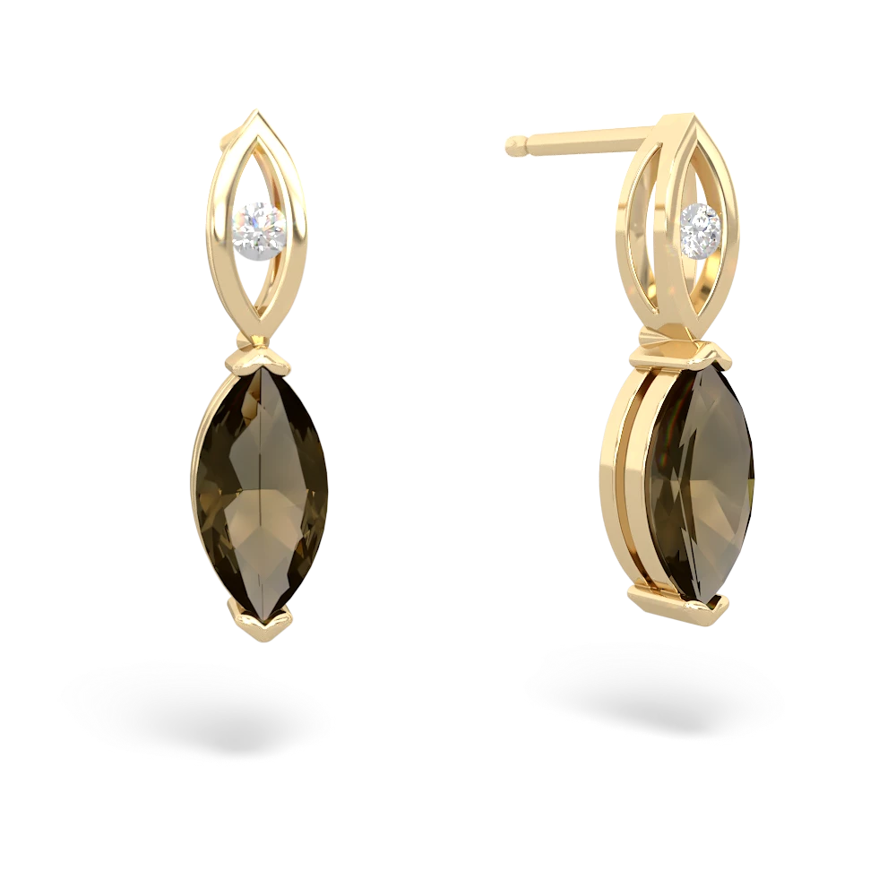 Smoky Quartz Marquise Drop 14K Yellow Gold earrings E5333