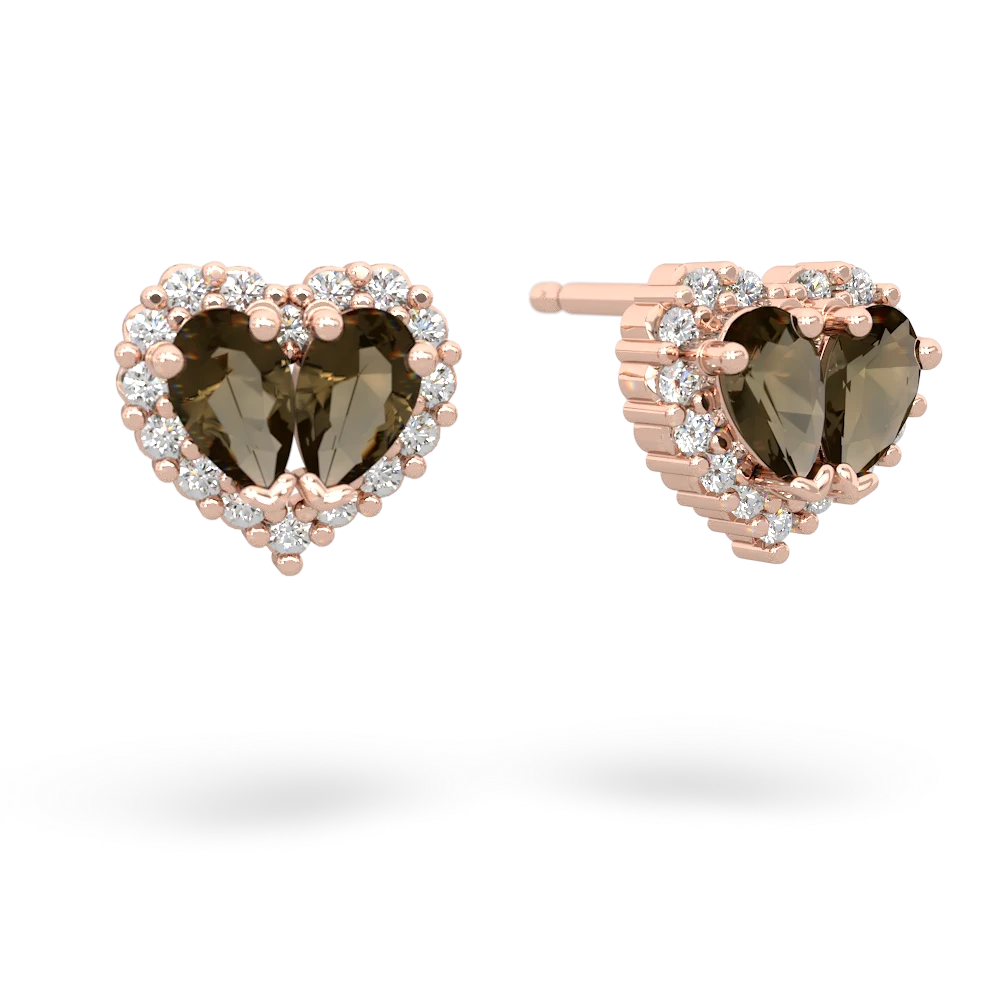 Smoky Quartz Halo 14K Rose Gold earrings E7008