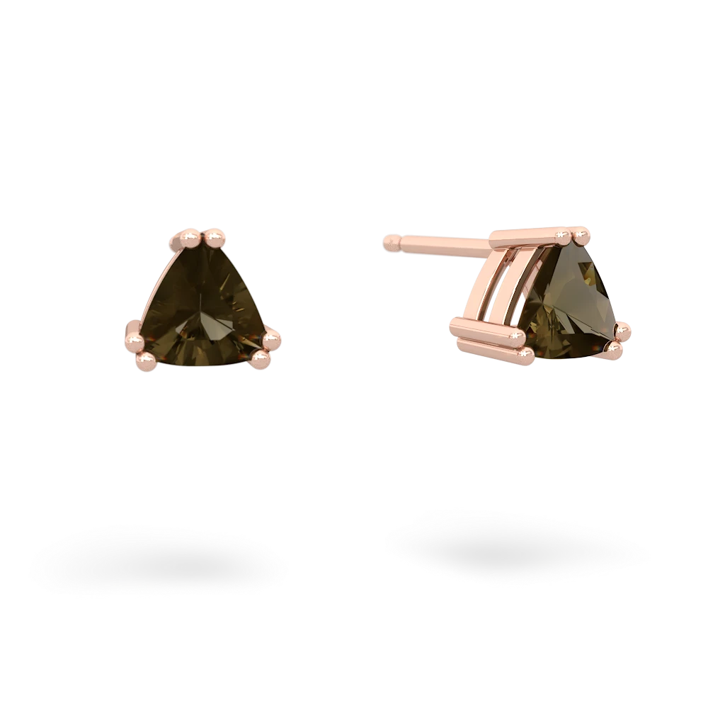 Smoky Quartz 5Mm Trillion Stud 14K Rose Gold earrings E1858