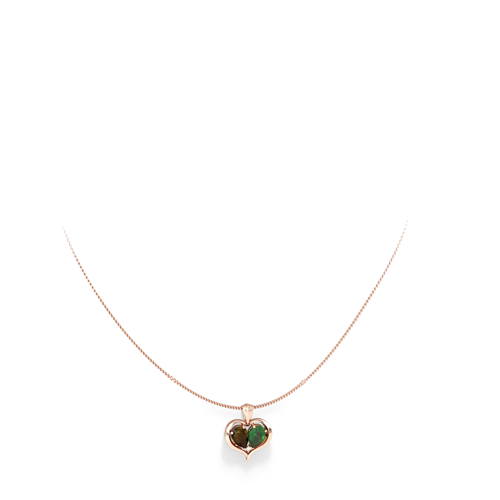 Smoky Quartz Two Become One 14K Rose Gold pendant P5330