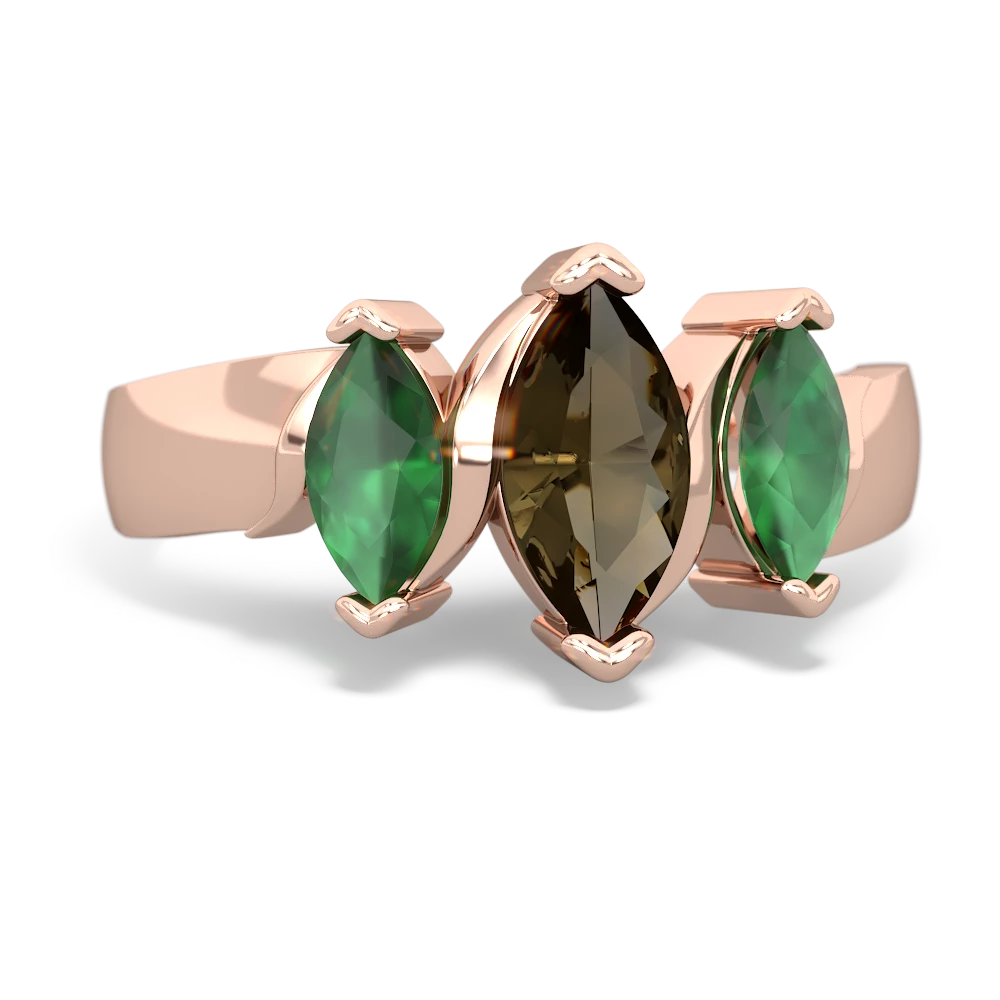 Smoky Quartz Three Peeks 14K Rose Gold ring R2433