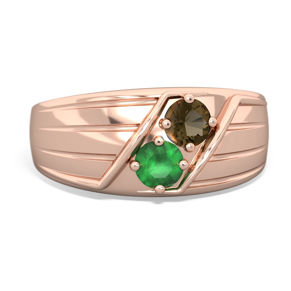 Smoky Quartz Men's Streamline 14K Rose Gold ring R0460