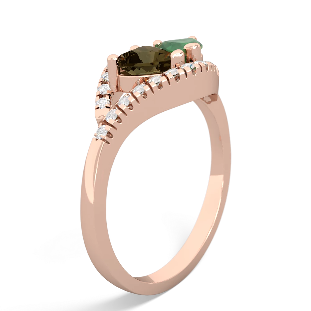 Smoky Quartz Mother And Child 14K Rose Gold ring R3010