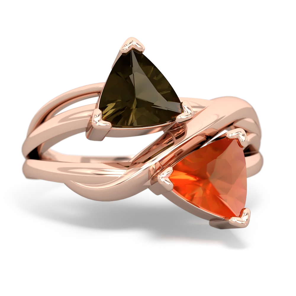 Smoky Quartz Split Band Swirl 14K Rose Gold ring R2341