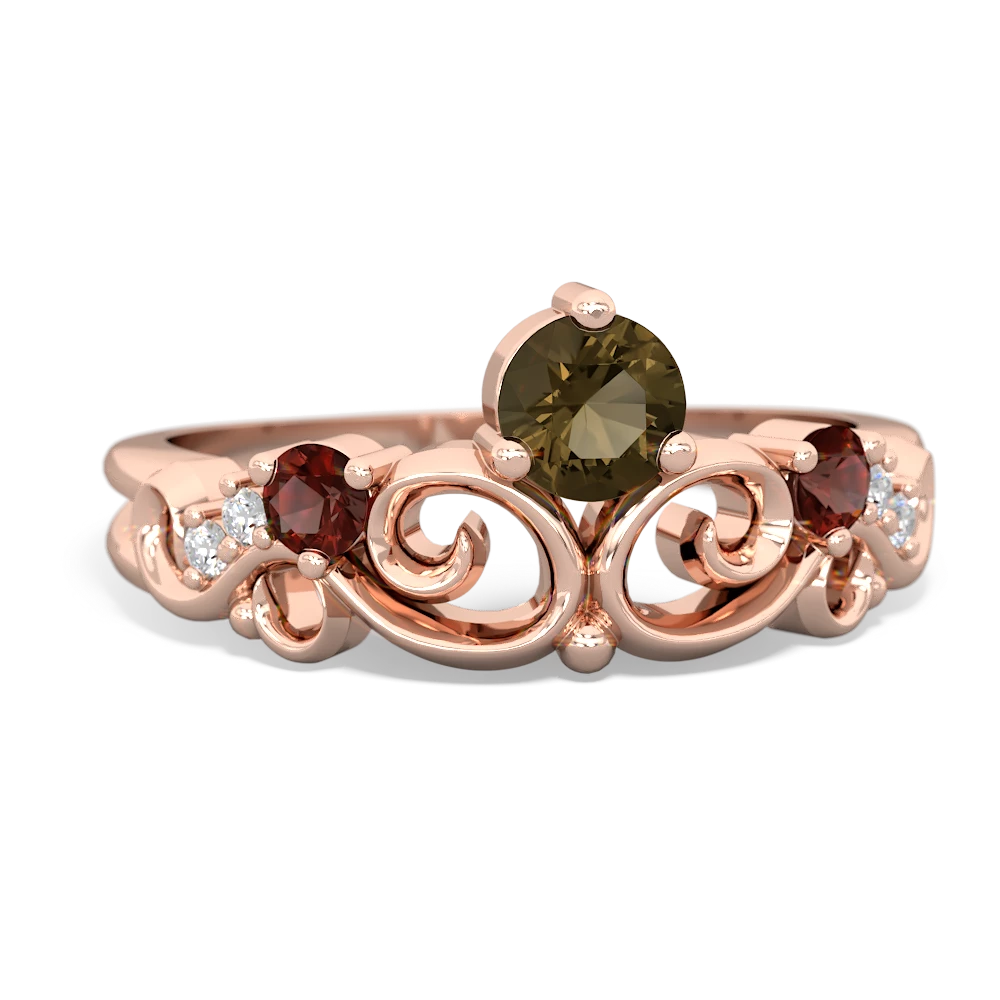 Smoky Quartz Crown Keepsake 14K Rose Gold ring R5740