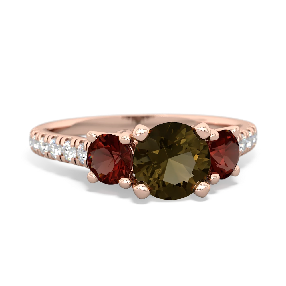 Smoky Quartz Pave Trellis 14K Rose Gold ring R5500