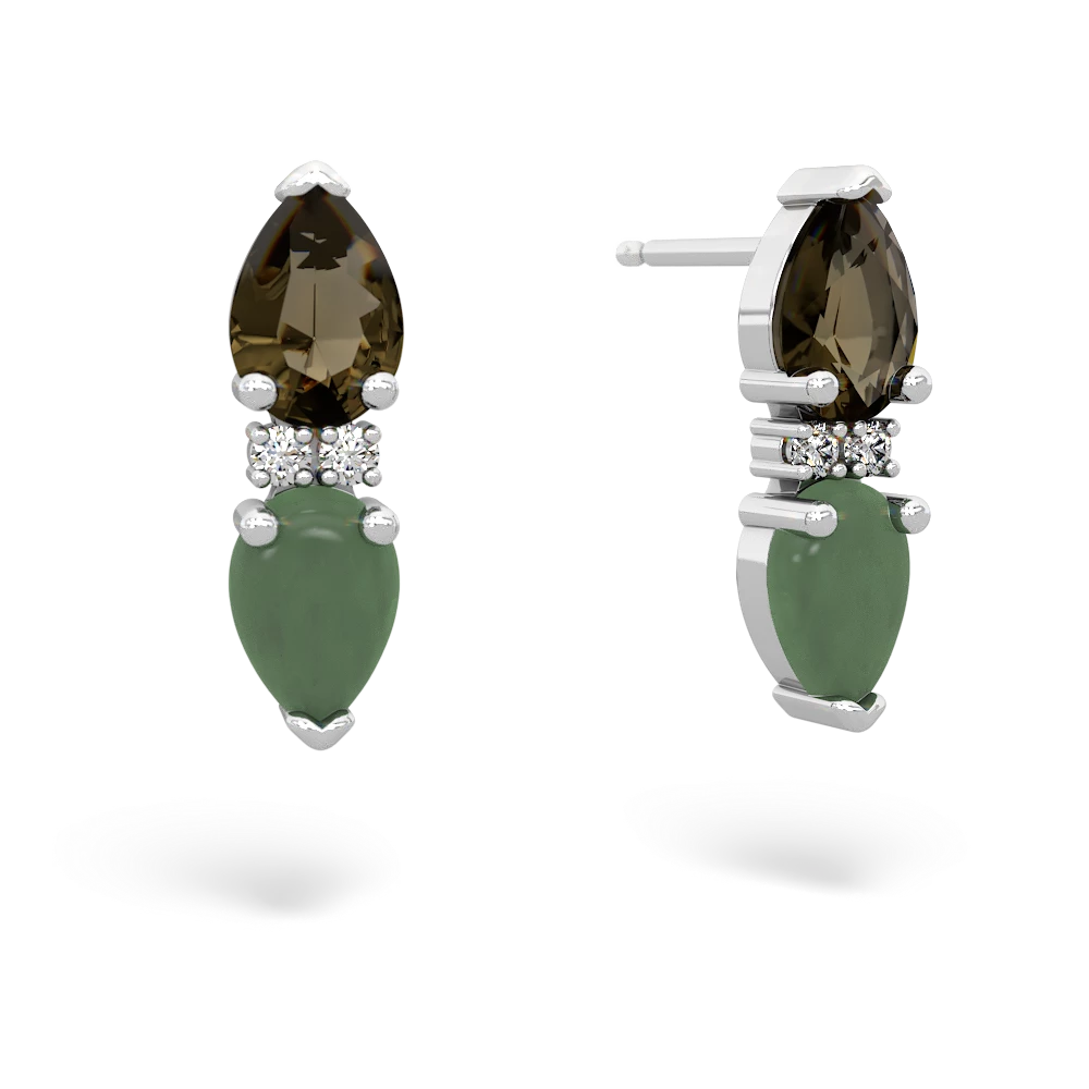 Smoky Quartz Bowtie Drop 14K White Gold earrings E0865