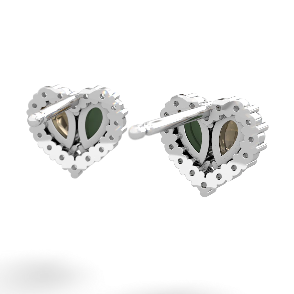 Smoky Quartz Halo 14K White Gold earrings E7008
