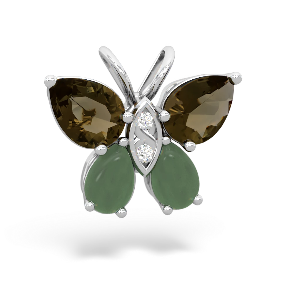 Smoky Quartz Butterfly 14K White Gold pendant P2215