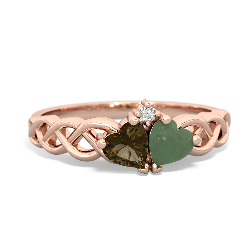 Smoky Quartz Heart To Heart Braid 14K Rose Gold ring R5870