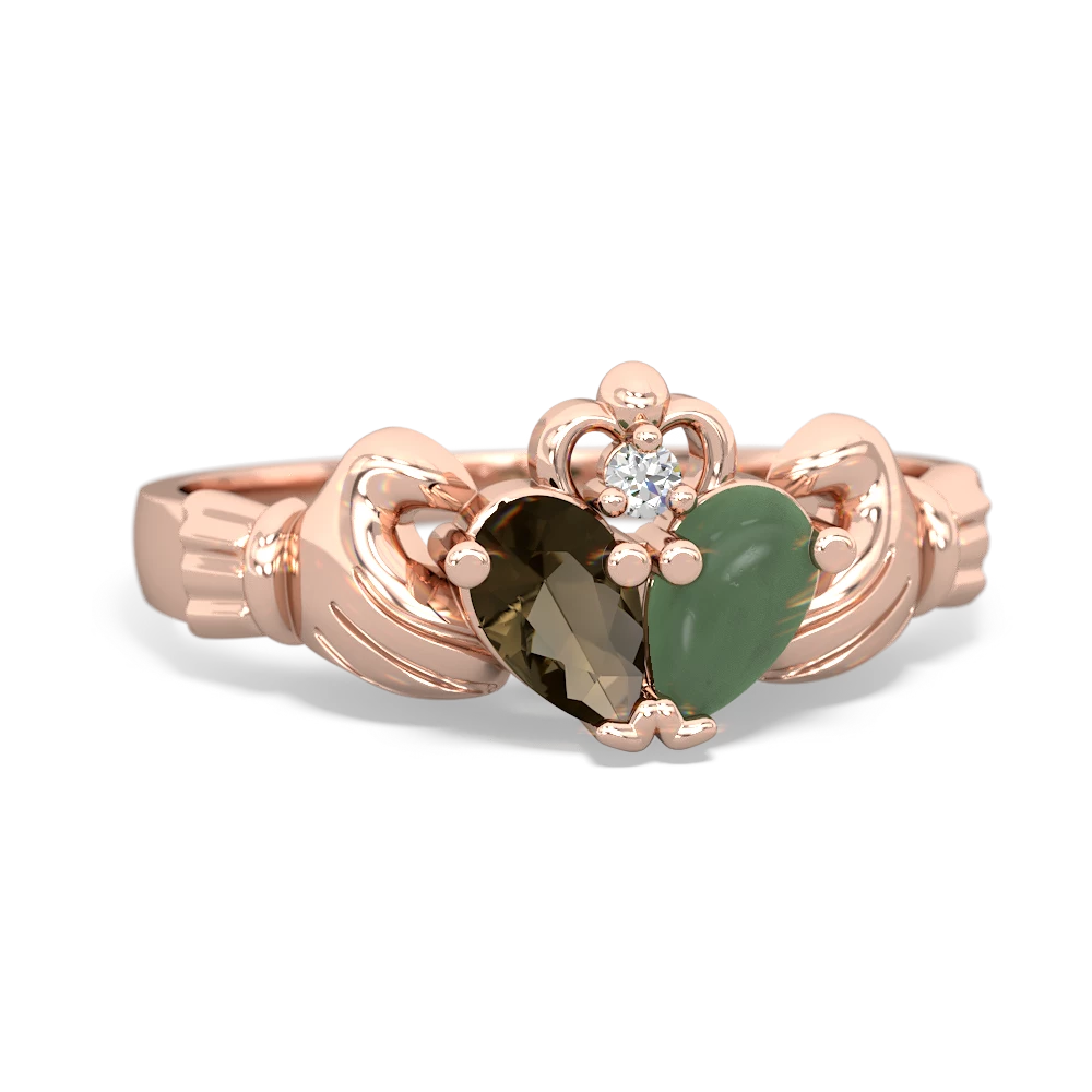 Smoky Quartz 'Our Heart' Claddagh 14K Rose Gold ring R2388