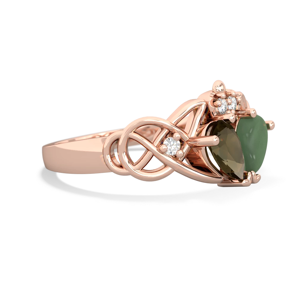 Smoky Quartz 'One Heart' Celtic Knot Claddagh 14K Rose Gold ring R5322